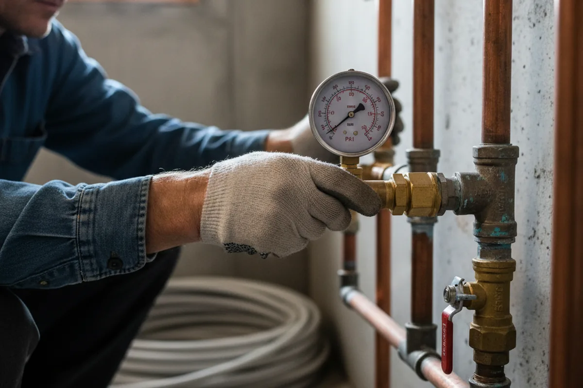 Pressure testing a repaired line during Water Line Repair in Forrest